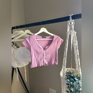 Pink Brandy Melville Crop Top (Button up)